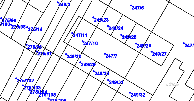 Parcela st. 247/9 v KÚ Pustiměř, Katastrální mapa