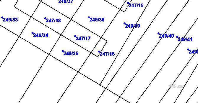 Parcela st. 247/16 v KÚ Pustiměř, Katastrální mapa