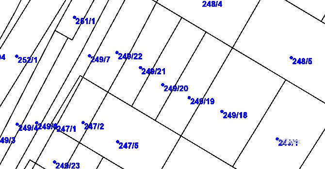 Parcela st. 249/20 v KÚ Pustiměř, Katastrální mapa
