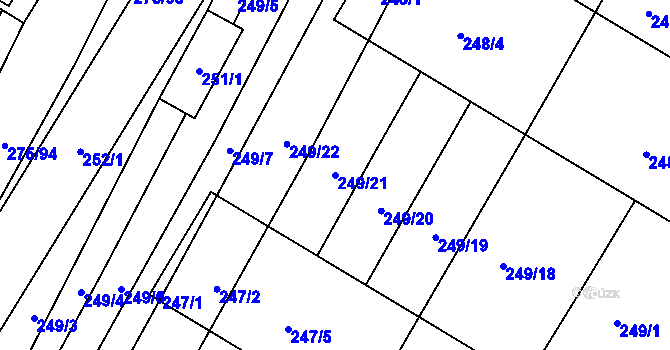 Parcela st. 249/21 v KÚ Pustiměř, Katastrální mapa