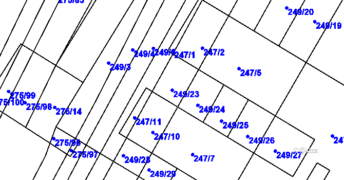 Parcela st. 249/23 v KÚ Pustiměř, Katastrální mapa
