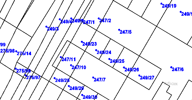 Parcela st. 249/24 v KÚ Pustiměř, Katastrální mapa