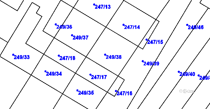 Parcela st. 249/38 v KÚ Pustiměř, Katastrální mapa
