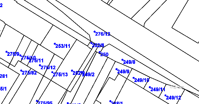 Parcela st. 250 v KÚ Pustiměř, Katastrální mapa