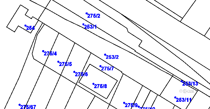 Parcela st. 253/2 v KÚ Pustiměř, Katastrální mapa