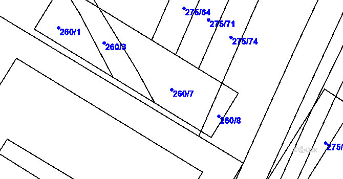 Parcela st. 260/7 v KÚ Pustiměř, Katastrální mapa