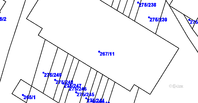 Parcela st. 267/11 v KÚ Pustiměř, Katastrální mapa