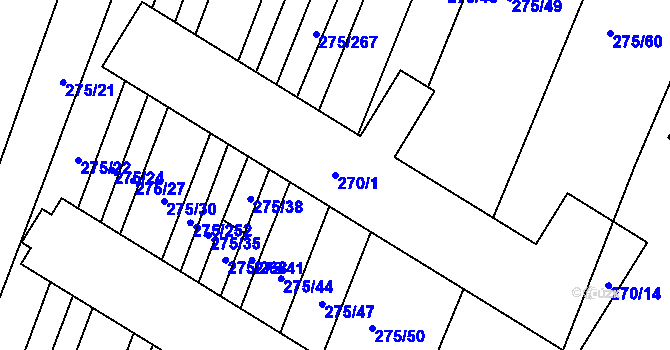 Parcela st. 270/1 v KÚ Pustiměř, Katastrální mapa