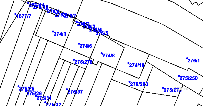 Parcela st. 274/8 v KÚ Pustiměř, Katastrální mapa