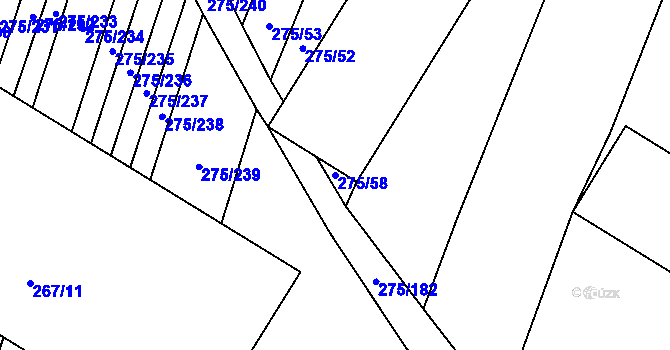 Parcela st. 275/58 v KÚ Pustiměř, Katastrální mapa
