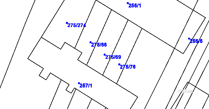 Parcela st. 275/69 v KÚ Pustiměř, Katastrální mapa