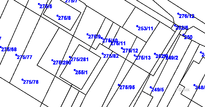 Parcela st. 275/82 v KÚ Pustiměř, Katastrální mapa