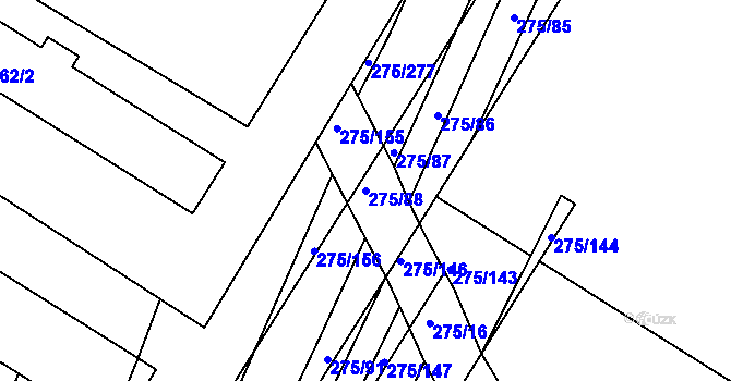 Parcela st. 275/88 v KÚ Pustiměř, Katastrální mapa