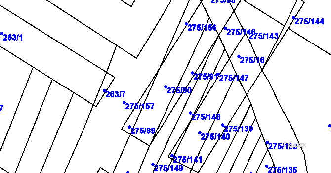Parcela st. 275/90 v KÚ Pustiměř, Katastrální mapa