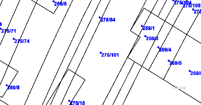Parcela st. 275/101 v KÚ Pustiměř, Katastrální mapa