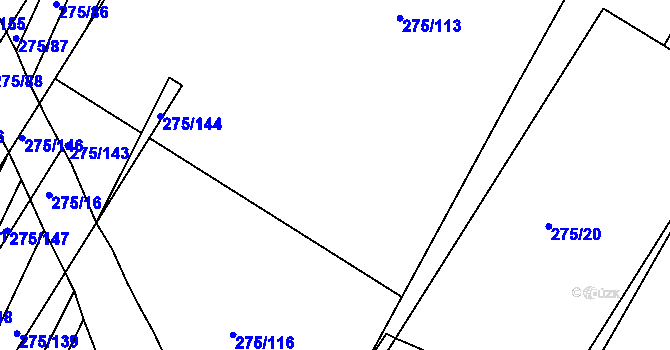 Parcela st. 275/115 v KÚ Pustiměř, Katastrální mapa