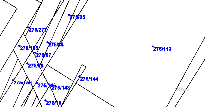 Parcela st. 275/119 v KÚ Pustiměř, Katastrální mapa