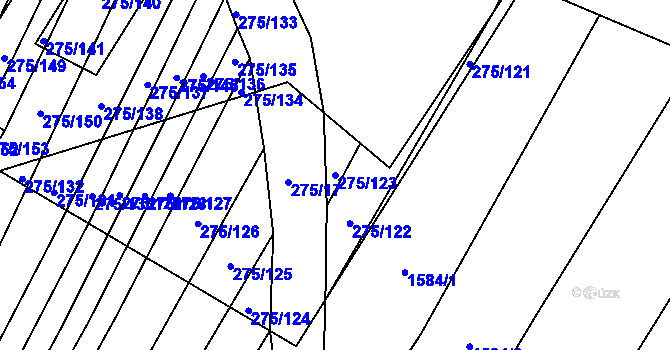 Parcela st. 275/123 v KÚ Pustiměř, Katastrální mapa