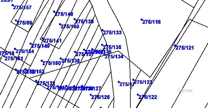 Parcela st. 275/134 v KÚ Pustiměř, Katastrální mapa
