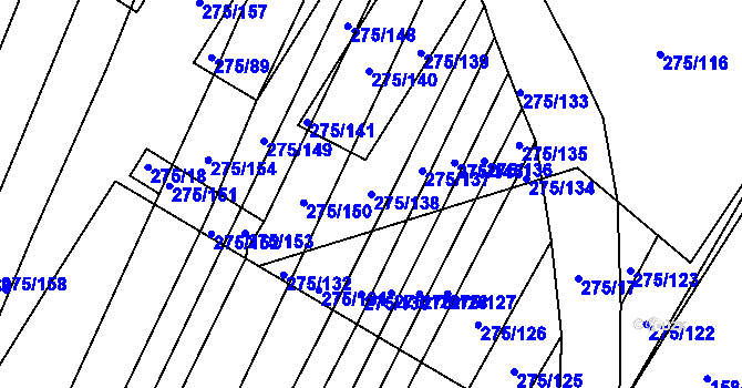 Parcela st. 275/138 v KÚ Pustiměř, Katastrální mapa