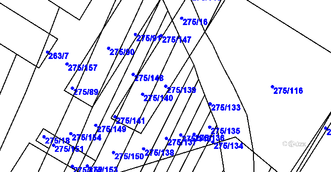 Parcela st. 275/139 v KÚ Pustiměř, Katastrální mapa