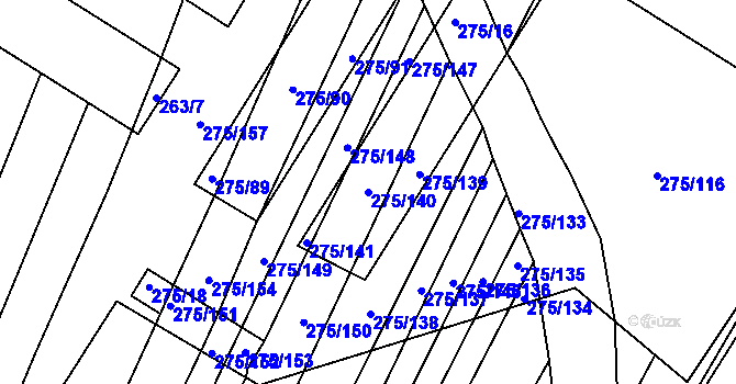 Parcela st. 275/140 v KÚ Pustiměř, Katastrální mapa