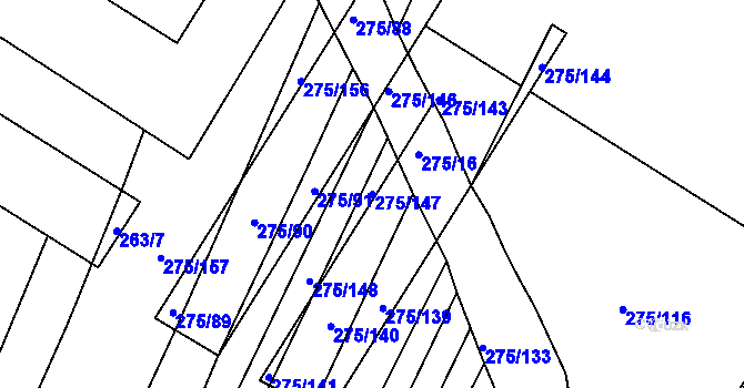 Parcela st. 275/147 v KÚ Pustiměř, Katastrální mapa