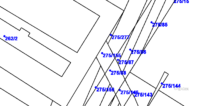 Parcela st. 275/155 v KÚ Pustiměř, Katastrální mapa