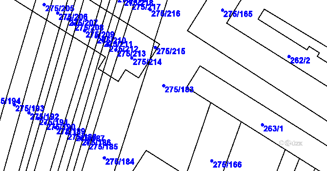 Parcela st. 275/183 v KÚ Pustiměř, Katastrální mapa