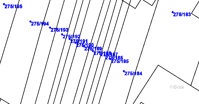 Parcela st. 275/187 v KÚ Pustiměř, Katastrální mapa
