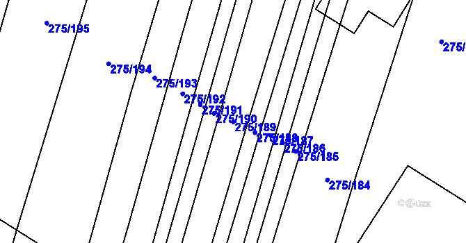 Parcela st. 275/189 v KÚ Pustiměř, Katastrální mapa