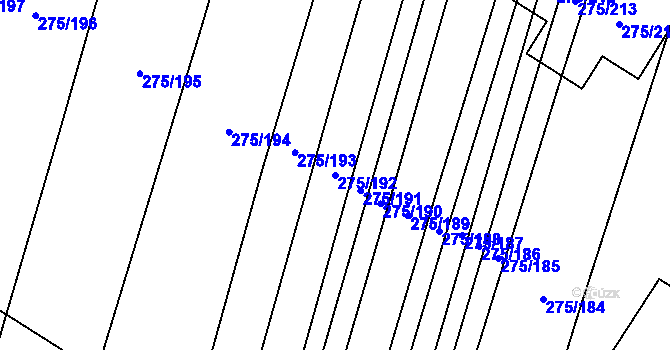 Parcela st. 275/192 v KÚ Pustiměř, Katastrální mapa