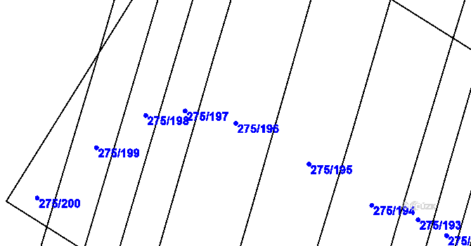 Parcela st. 275/196 v KÚ Pustiměř, Katastrální mapa
