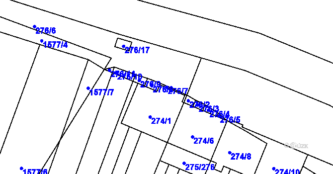Parcela st. 276/7 v KÚ Pustiměř, Katastrální mapa