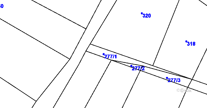 Parcela st. 277/1 v KÚ Pustiměř, Katastrální mapa
