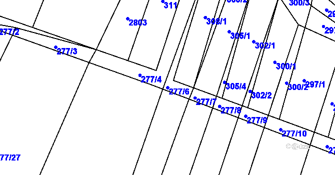 Parcela st. 277/6 v KÚ Pustiměř, Katastrální mapa