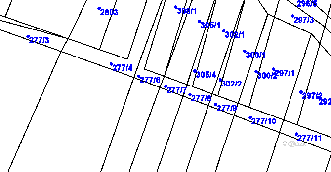 Parcela st. 277/7 v KÚ Pustiměř, Katastrální mapa