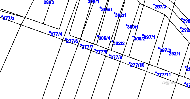 Parcela st. 277/8 v KÚ Pustiměř, Katastrální mapa