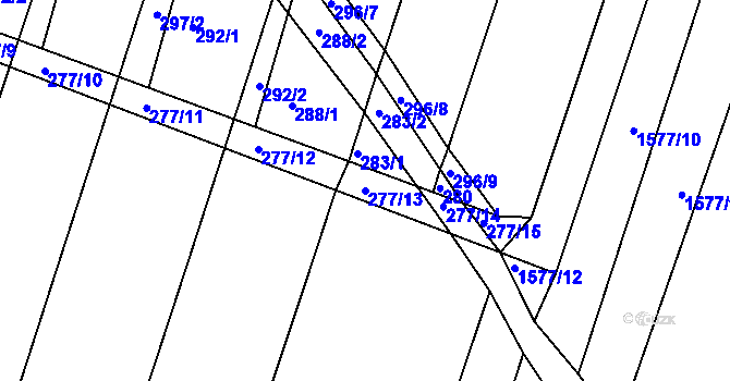 Parcela st. 277/13 v KÚ Pustiměř, Katastrální mapa