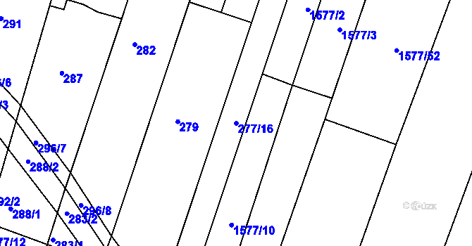 Parcela st. 277/16 v KÚ Pustiměř, Katastrální mapa