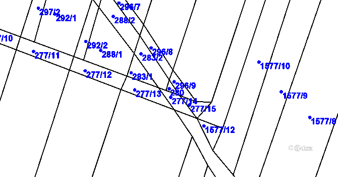 Parcela st. 280 v KÚ Pustiměř, Katastrální mapa