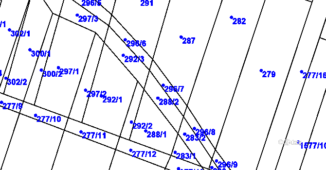 Parcela st. 296/7 v KÚ Pustiměř, Katastrální mapa