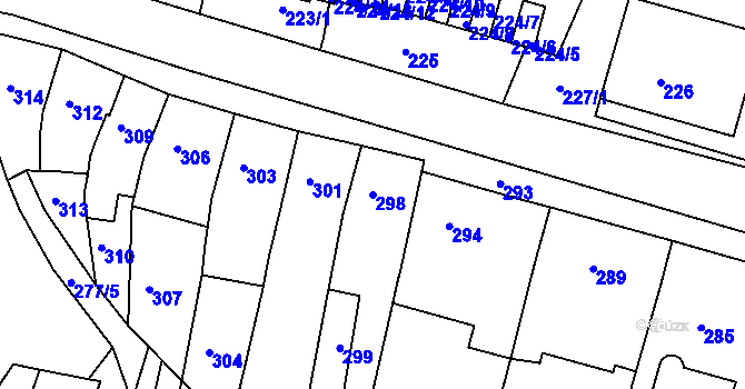 Parcela st. 298 v KÚ Pustiměř, Katastrální mapa