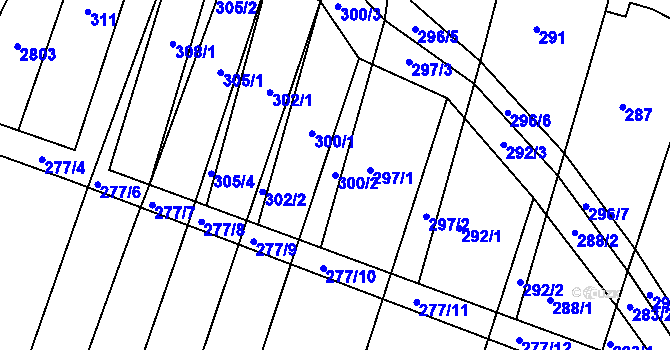 Parcela st. 300/2 v KÚ Pustiměř, Katastrální mapa