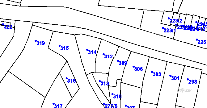 Parcela st. 312 v KÚ Pustiměř, Katastrální mapa