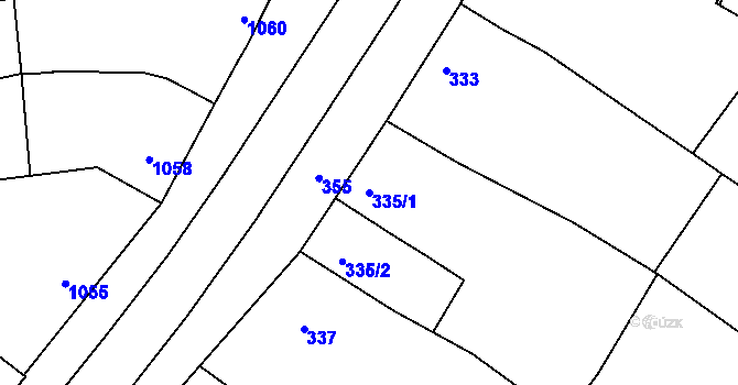 Parcela st. 335/1 v KÚ Pustiměř, Katastrální mapa