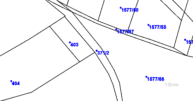 Parcela st. 371/2 v KÚ Pustiměř, Katastrální mapa