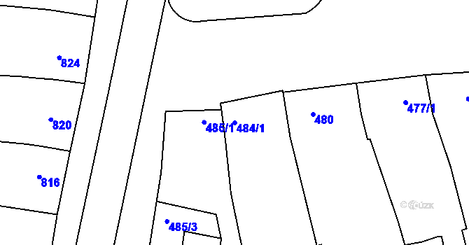 Parcela st. 484/1 v KÚ Pustiměř, Katastrální mapa