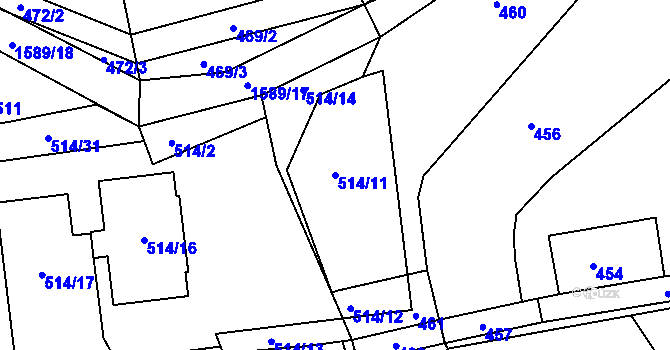 Parcela st. 514/11 v KÚ Pustiměř, Katastrální mapa