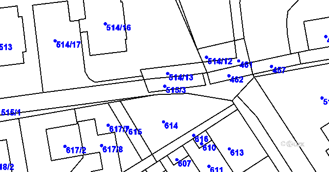 Parcela st. 515/3 v KÚ Pustiměř, Katastrální mapa